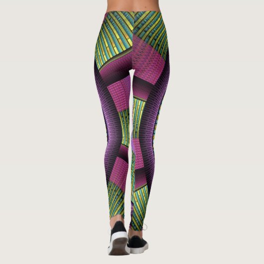 Rund und farbenfroh, modern dekoriert Fraktal Kuns Leggings (Rückseite)
