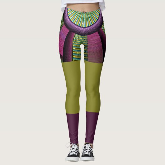 Rund und farbenfroh, modern dekoriert Fraktal Kuns Leggings (Vorderseite)