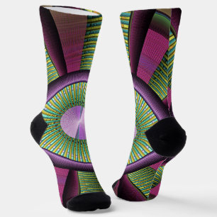 Rund und farbenfroh, modern dekoriert Fraktal Kuns Socken