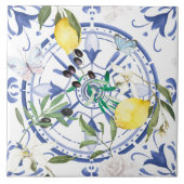 Rund,verziert,spanisch,mediterran,Zitrone, Fliese (Vorderseite)