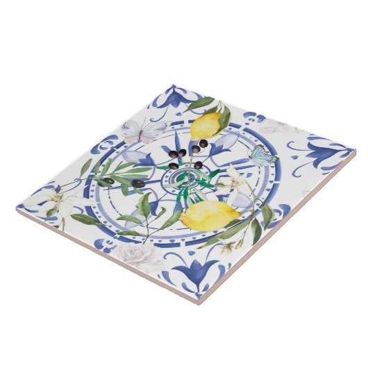 Rund,verziert,spanisch,mediterran,Zitrone, Fliese (Seite)