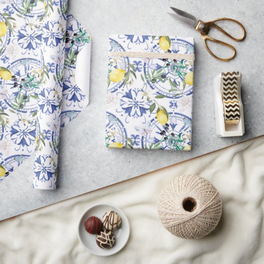 Rund,verziert,spanisch,mediterran,Zitrone, Geschenkpapier (Kunsthandwerk)