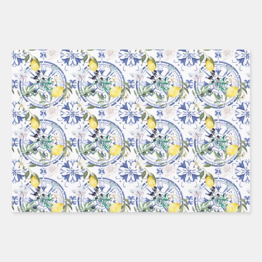 Rund,verziert,spanisch,mediterran,Zitrone, Geschenkpapier Set (Vorderseite 2)