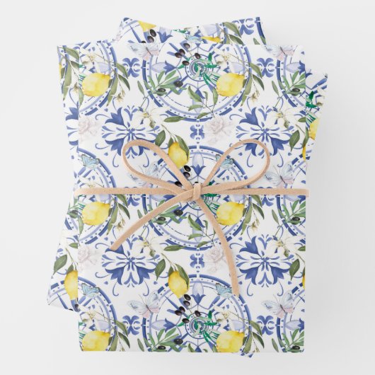 Rund,verziert,spanisch,mediterran,Zitrone, Geschenkpapier Set (Beispiel)