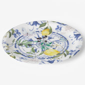 Rund,verziert,spanisch,mediterran,Zitrone, Pappteller (Schrägansicht)