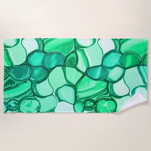 Rund wie Steine in hellgrün bis mint Strandtuch (Vorderseite)