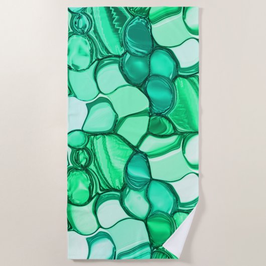 Rund wie Steine in hellgrün bis mint Strandtuch (Vorderseite)