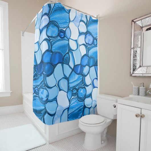 Rund wie Steine in königsblauen Tönen Duschvorhang (Beispiel)