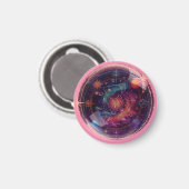 Rund- Zodiac-Thema - Fische Magnet (Vorderseite/Rückseite)