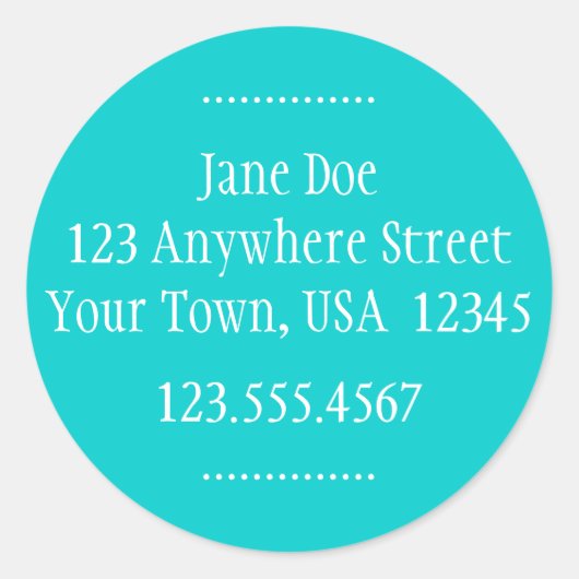 Rundadresse und Telefonnummer Runder Aufkleber (Vorderseite)