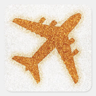 Rundaufkleber für Orange-Glitzer Quadratischer Aufkleber