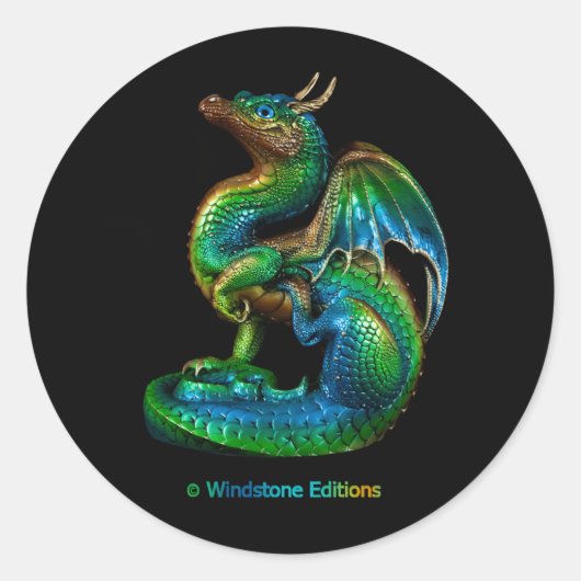 Rundaufkleber mit farbenprächtigem Kratzerdrachen Runder Aufkleber (Vorderseite)