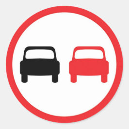 Rundaufkleber ohne überholtes Verkehrszeichen. Runder Aufkleber