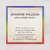 Rundbaum mit Regenbogenchakra-Blätter Quadratische Visitenkarte (Rückseite)