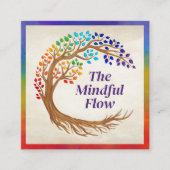 Rundbaum mit Regenbogenchakra-Blätter Quadratische Visitenkarte (Vorderseite)