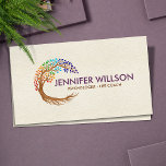 Rundbaum mit Regenbogenchakra-Blätter Visitenkarte<br><div class="desc">Rundbaum mit Regenbogenchakra-Blätter</div>