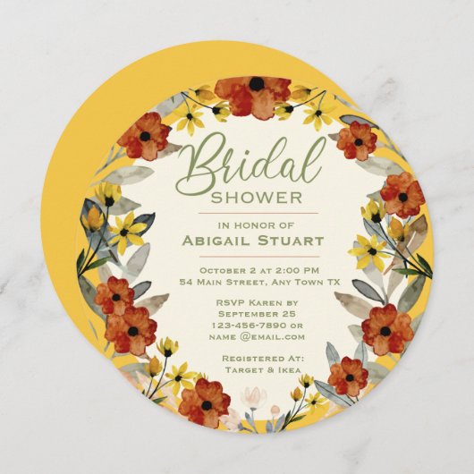 Rundblütendusche Einladung (Vorne/Hinten)