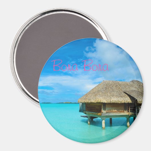 Rundbungalow auf Bora Bora Textmagnet Magnet (Vorderseite/Rückseite)