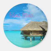 Rundbungalow auf Bora Bora Textmagnet Magnet (Vorne)