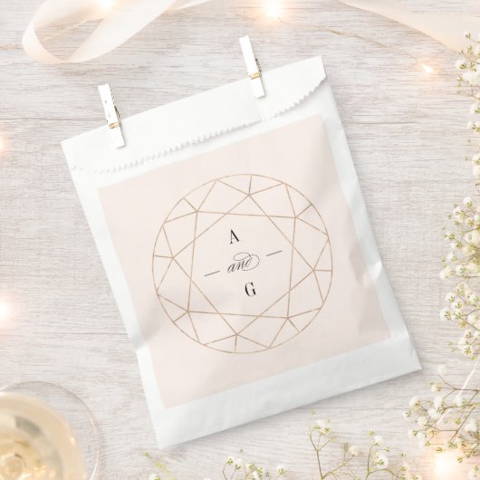 Runddiamant Gem Geometric Monogram Chic Wedding Geschenktütchen (Ausgeschnitten)