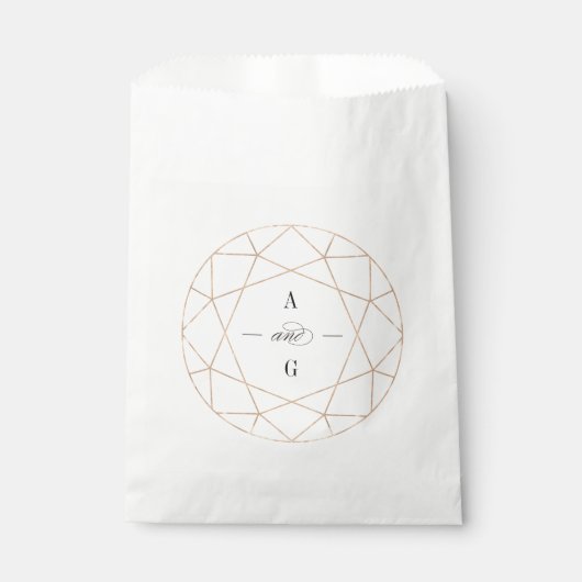 Runddiamant Gem Geometric Monogram Chic Wedding Geschenktütchen (Vorderseite)