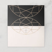 Runddiamant Gem Geometric Monogram Chic Wedding Platzkarte (Außenseite Aufgefaltet)