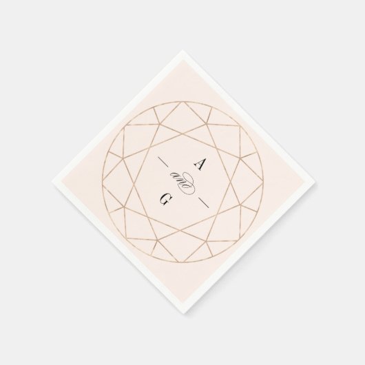 Runddiamant Gem Geometric Monogram Chic Wedding Serviette (Ecke)