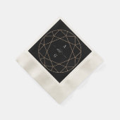 Runddiamant Gem Geometric Monogram Chic Wedding Serviette (Ecke)