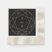Runddiamant Gem Geometric Monogram Chic Wedding Serviette (Vorderseite)