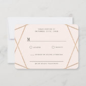 Runddiamant Gemstone Geometric Stylish Wedding RSVP Karte (Rückseite)