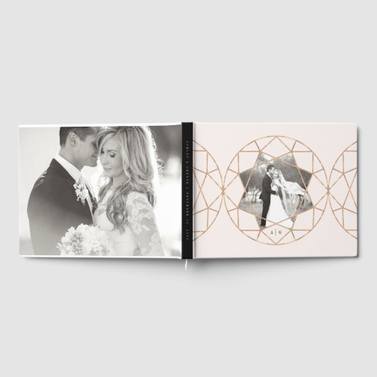 Runddiamant Geometric Chic Wedding Foto Gästebuch (Voll)