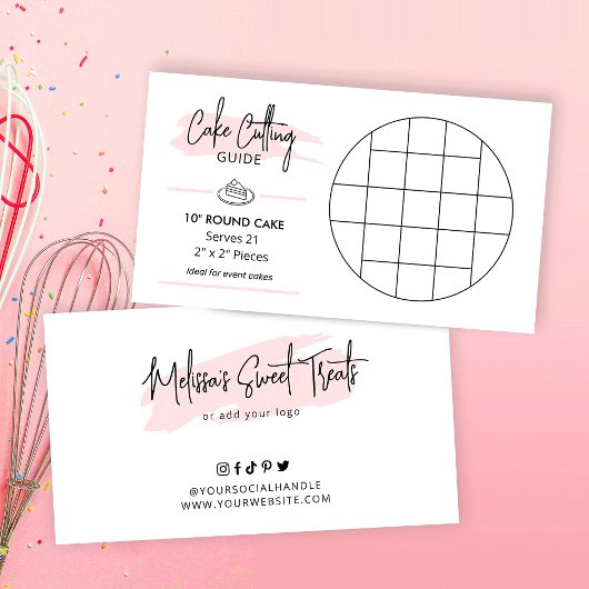 Runde 10" Cake Cutting Diagramm 2x2 Servings Guide Begleitkarte