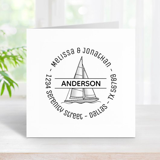 Runde Adresse 2 der Yacht Nautic Sailboat Gummistempel