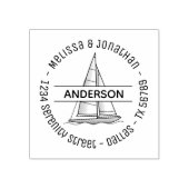 Runde Adresse 2 der Yacht Nautic Sailboat Gummistempel (Prägung)