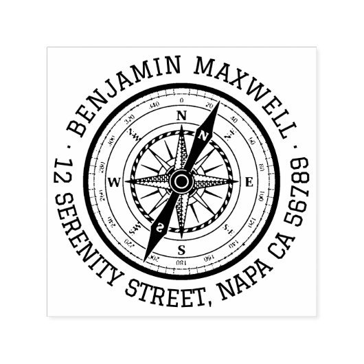 Runde Adresse des Nautic Navigation Compass Permastempel (Design)