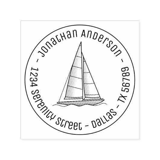 Runde Adresse für die Yacht Nautic Sailboat Permastempel (Design)