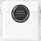 Runde Adresse grungy Silver und Black Labels Runder Aufkleber (Tasche)