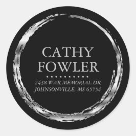 Runde Adresse grungy Silver und Black Labels Runder Aufkleber