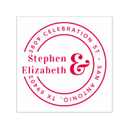 Runde Ampersand Hochzeitsfeier Rücksendeadresse Permastempel