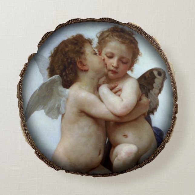 Runde antike Kunst-Kissen Rundes Kissen (Vorderseite)