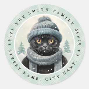 Runde Aufkleber für schwarze Katzen