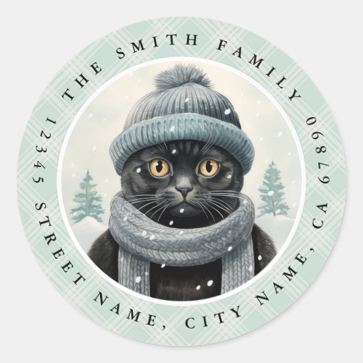 Runde Aufkleber für schwarze Katzen (Vorderseite)