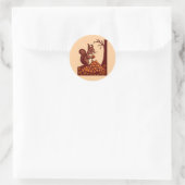 🐿️ Runde Aufkleber Herbstliches Eichhörnchen Pfir (Tasche)
