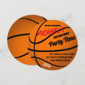 Runde Basketball Party Einladung (Vorne/Hinten)