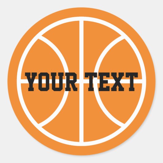 Runde Basketballaufkleber für Gefälligkeiten oder Runder Aufkleber (Vorderseite)