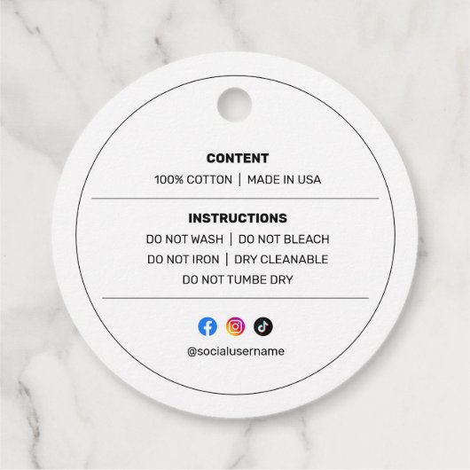 Runde Bekleidungsmarke für das Firmenlogo Geschenkanhänger (Rückseite)