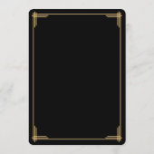 Runde Black Great Gatsby Art Deco Hochzeitsmenü Menükarte (Rückseite)