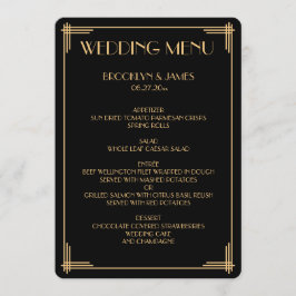 Runde Black Great Gatsby Art Deco Hochzeitsmenü Menükarte