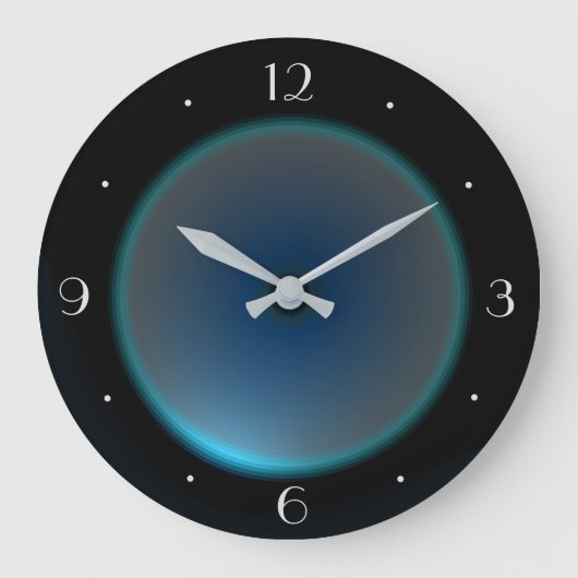 Runde BlackClock mit Blue Aqua Face Wall Uhr (Vorderseite)