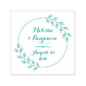 Runde Blätter Kranz Save the Date Hochzeit Permastempel (Design)